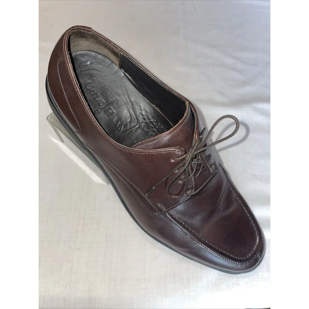 Cole Haan Dress Shoes Mens Sz 11.5 M Chocolate Brown Leather Oxfords Block Heels